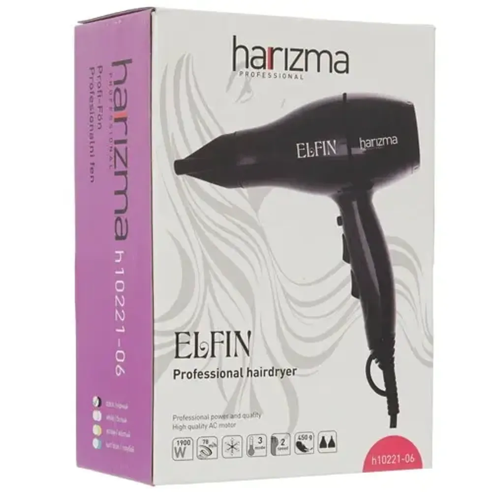 Фен Harizma Elfin, 1900 Вт, черный (h10221-06) - 9