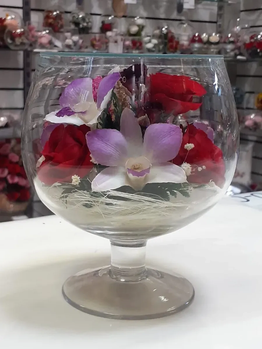 натуральные цветы в стекле, вакуум