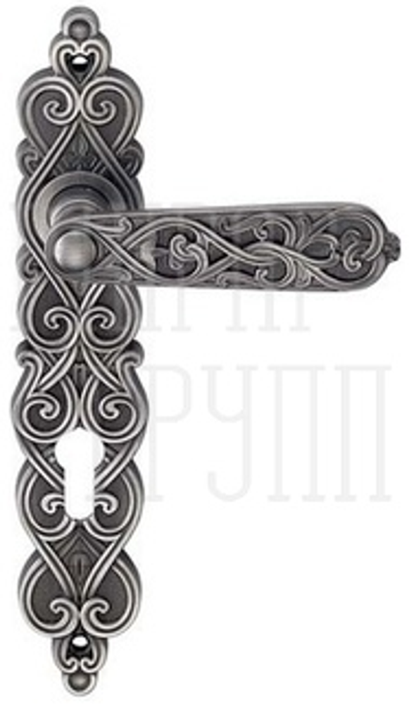 Дверные ручки ARCHIE ARABESCO BL. SILVER (OL) ФИКСАТОР Цвет- Черненое серебро
