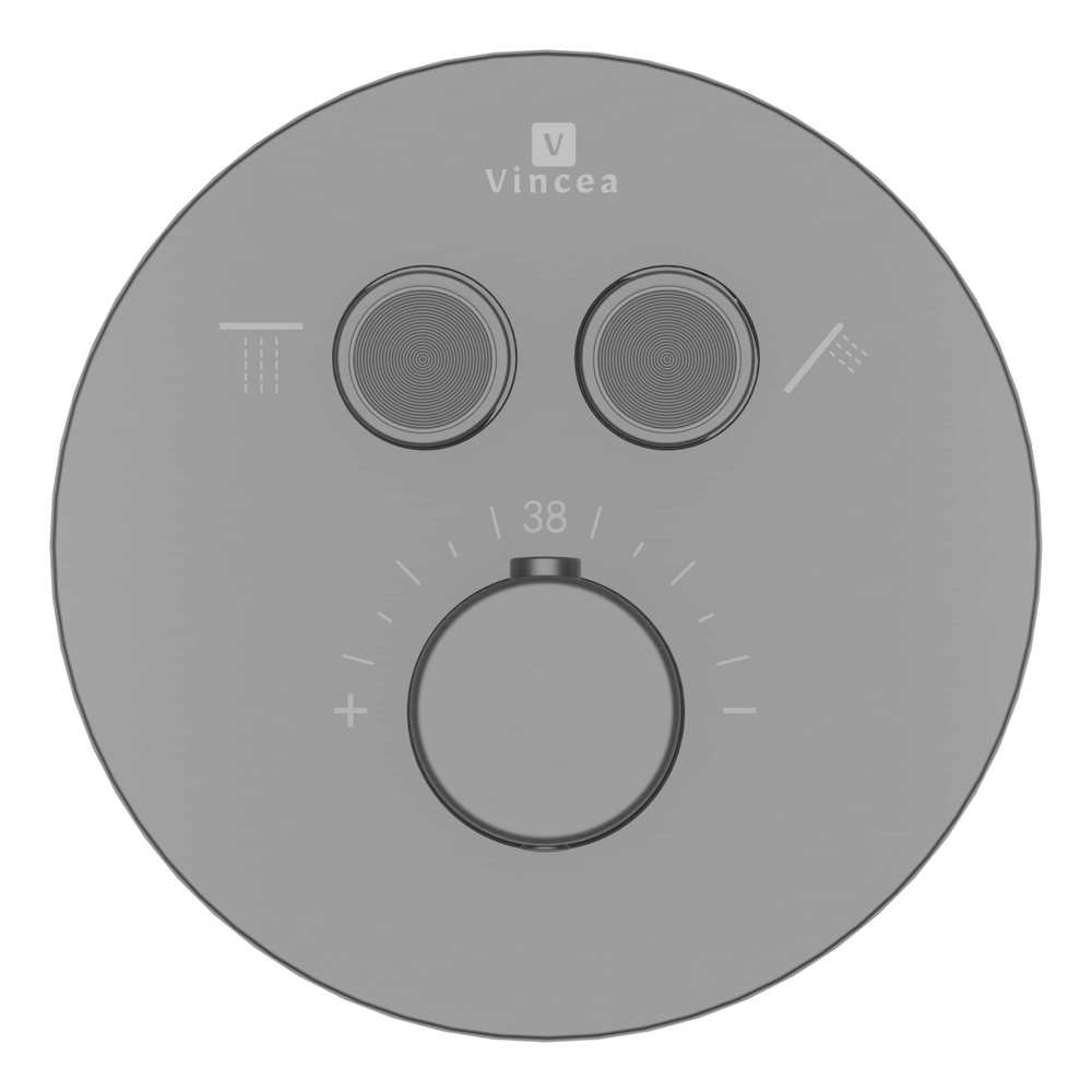 Душевой комплект Vincea Инспаер (Inspire) VSFW-3I22MT2GM встраиваемый, термостат, двухрежимный, вороненая сталь
