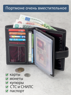 193 R - Портмоне 5в1 с отделениями для документов, RFID защитой