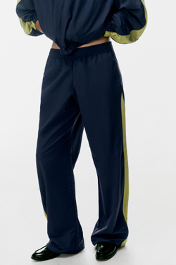 ZARA ТЕХНИЧНЫЕ БРЮКИ С ЛАМПАСАМИ, МОРСКОЙ СИНИЙ