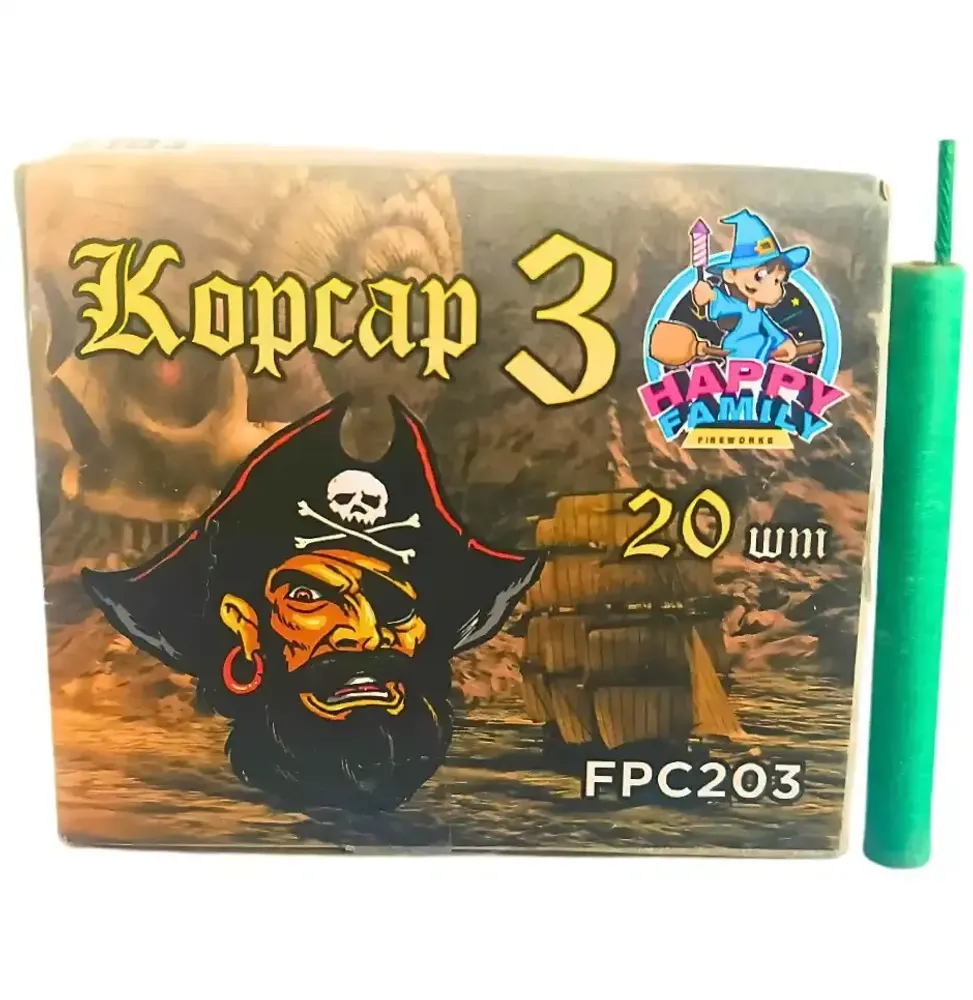 FPC203 Корсар 3: Фитильные петарды «Корсар 3» от ТК Сервис, упаковка 20 штук, громкий взрыв.