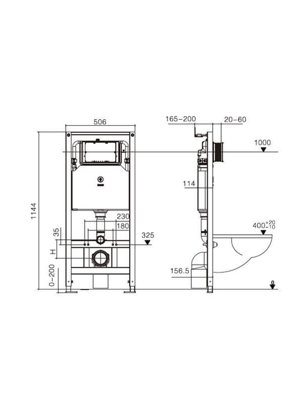 Инсталляция для подвесного унитаза без кнопки   WeltWasser  WW AMBERG 506 ST  10000005989