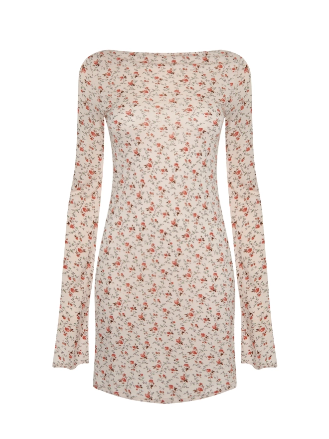 Платье мини LONG SLEEVE TEA ROSE