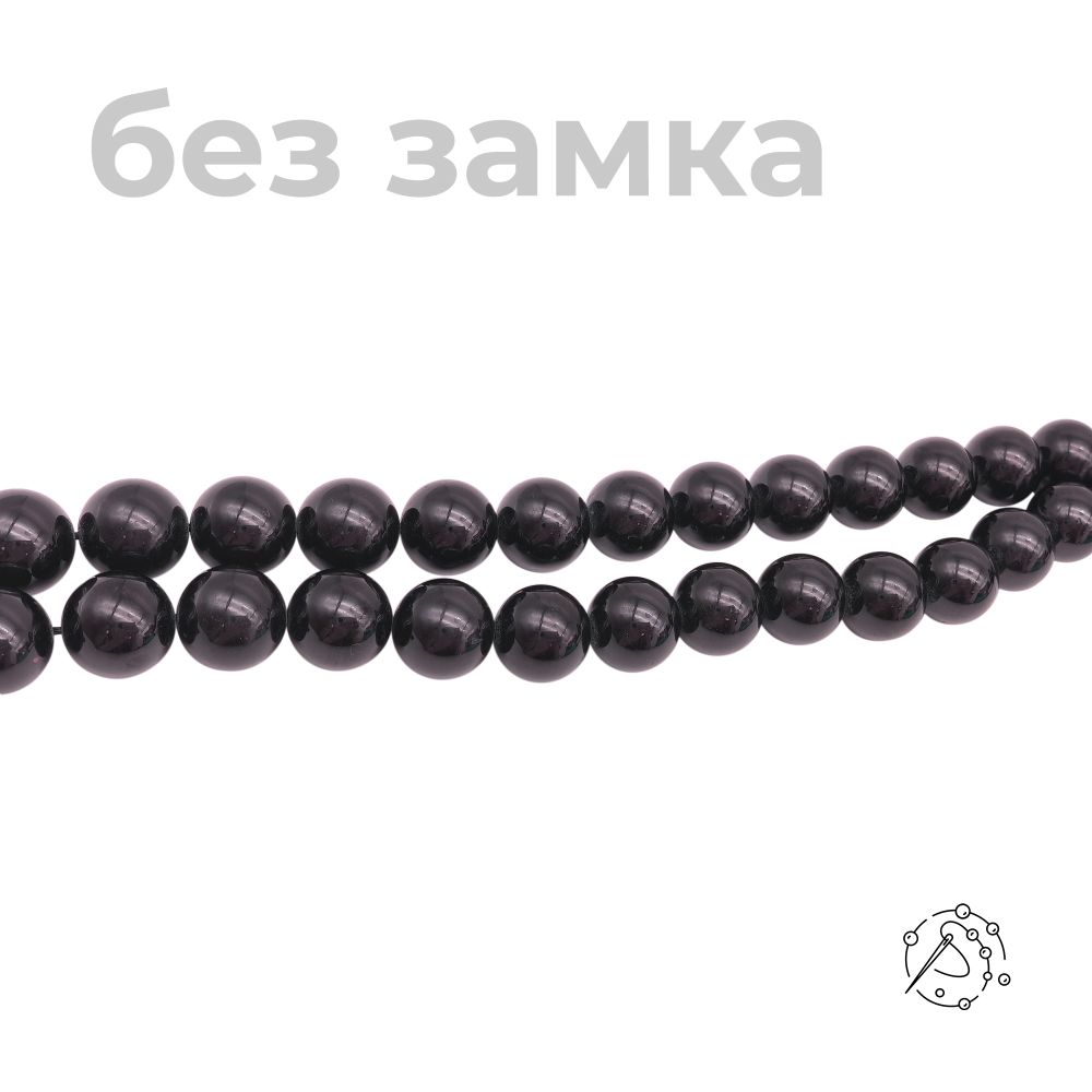 Нить бусин шерл (черный турмалин) 12 мм