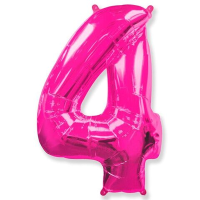 Шар фольга Цифра 4 Fuchsia Фуксия 102см с гелием