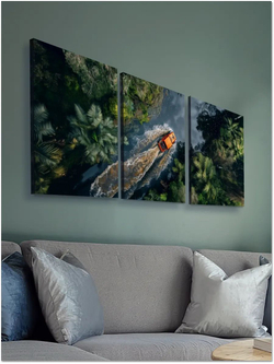 Картина Красная машина модульная 50x70см 3шт.