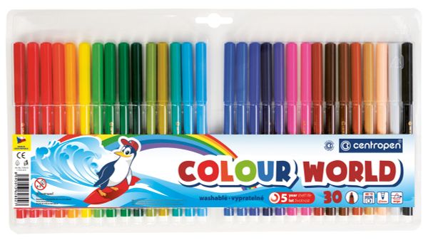 Набор цветных фломастеров COLOUR WORLD TP 30 цв, 7550/30, Centropen