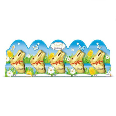 Шоколад молочный Lindt Mini Gold Milk Chocolate Bunnies в форме зайчиков 50 г (5 шт. по 10 г) (Из Финляндии)