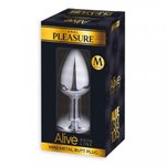 Анальная пробка маленькая Alive Anal Pleasure металл с серым кристаллом M: 8х3,4 см