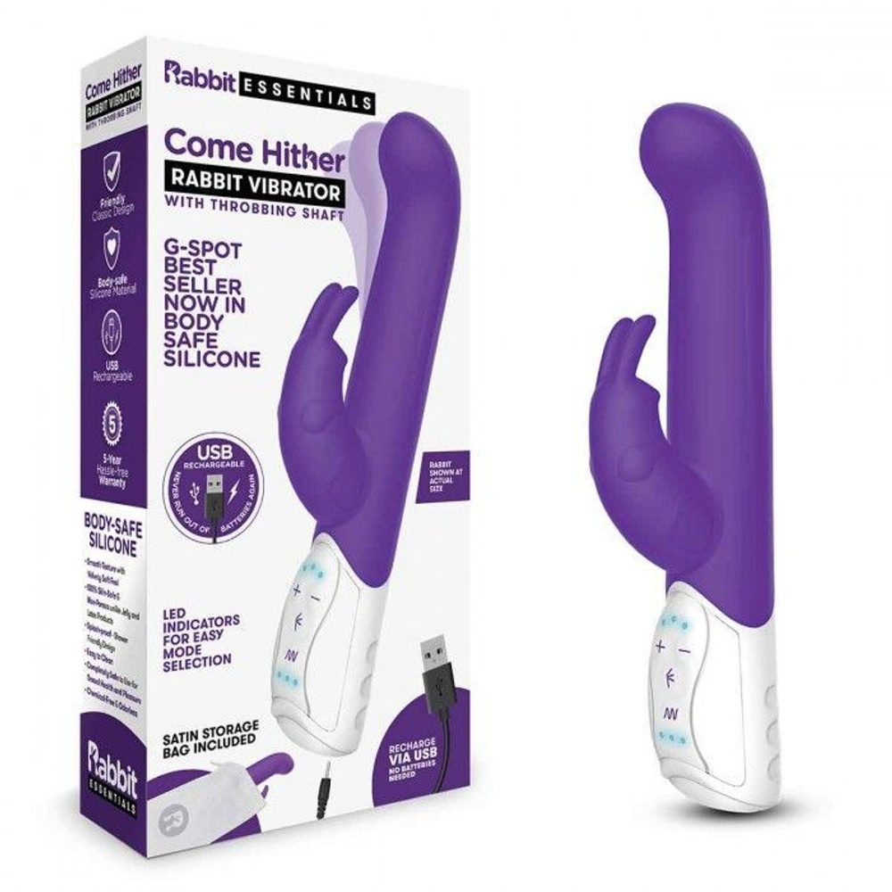 Фиолетовый вибромассажер для G-точки Come hither G-Spot Rabbit - 24,5 см. (Цвет: фиолетовый)