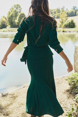 ZARA РАСКЛЕШЕННАЯ ЮБКА МИДИ, ЗЕЛЕНЫЙ
