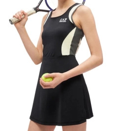 Теннисное платье EA7 Woman Jersey - black/butter/asphalt