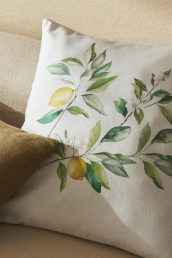 ZARA HOME ЧЕХОЛ ДЛЯ ДЕКОРАТИВНОЙ ПОДУШКИ С ПРИНТОМ «ЛИМОНЫ», БЕЛЫЙ