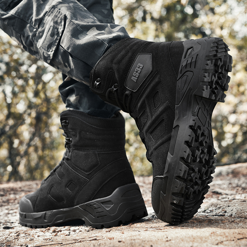 CHENGSHILUOTUO Combat Boots Men"s Black/Sand