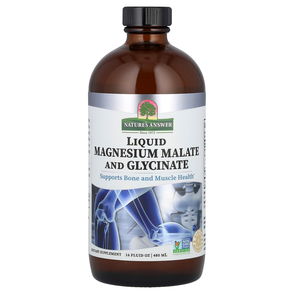 Nature’s Answer Magnesium Malate & Glycinate Liquid 480 ml | Suyuq shakldagi magniy malat va glitsinat, 480 ml (16 suyuq unsiya)