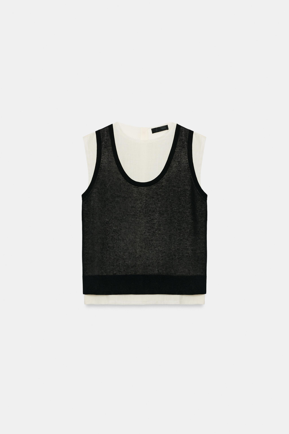 ZARA КОМБИНИРОВАННЫЙ ТРИКОТАЖНЫЙ ТОП, ЭКРЮ/ЧЕРНЫЙ