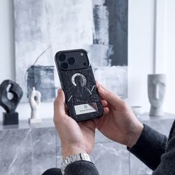 Чехол iPhone 18 Pro Max Пантократор Euphoria HM Premium — натуральная кожа CROC итальянской выделки с ювелирным образом Христа Вседержителя