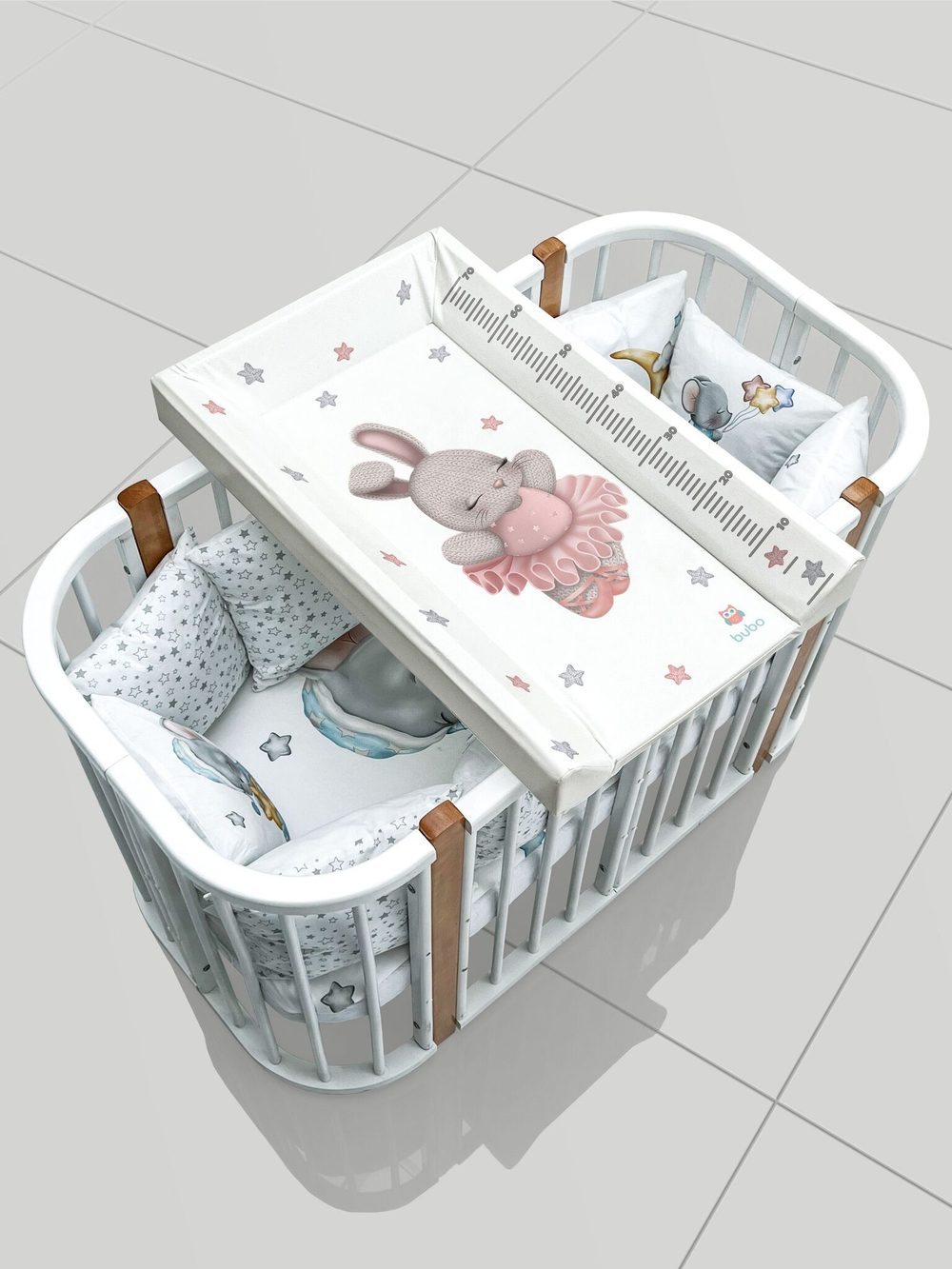 Доска для пеленания BUBO BABY "LUX PRO" 80х50 см с фиксаторами и ростомером