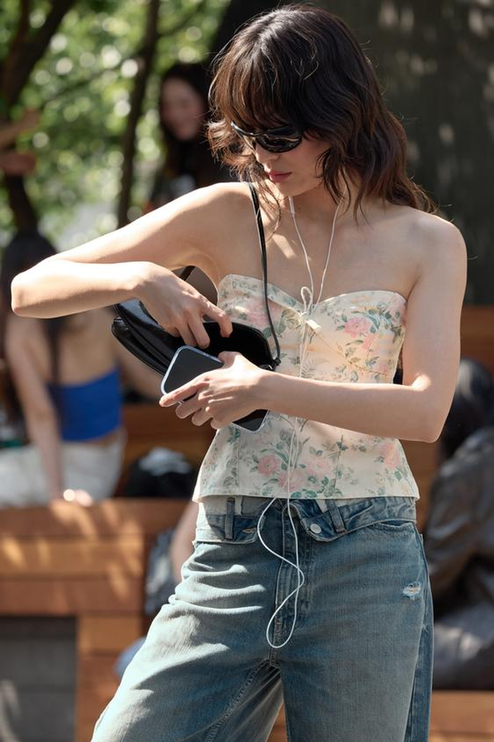 ZARA КОРСЕТ С ЦВЕТОЧНЫМ ПРИНТОМ И ЗАВЯЗКАМИ, ЖЕЛТОВАТО-БЕЛЫЙ