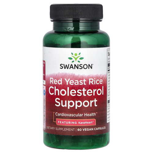 Swanson Vitamins, Поддержка холестерина из красного дрожжевого риса, 60 веганских капсул