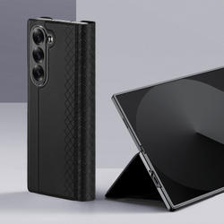 Чехол черного цвета с премиальной искусственной кожи от Dux Ducis для Samsung Galaxy Z Fold 6, серия Bril Series Case