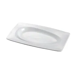 Блюдо прямоугольное 20,2*12,4 см h1,9 см с бортом Asymmetry белое фарфор NEW P.L. [6]