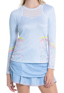 Женская теннисная футболка (dł. Рукава) Lucky in Love Liberty In Love Chambray Blossom Long Sleeve - небесный