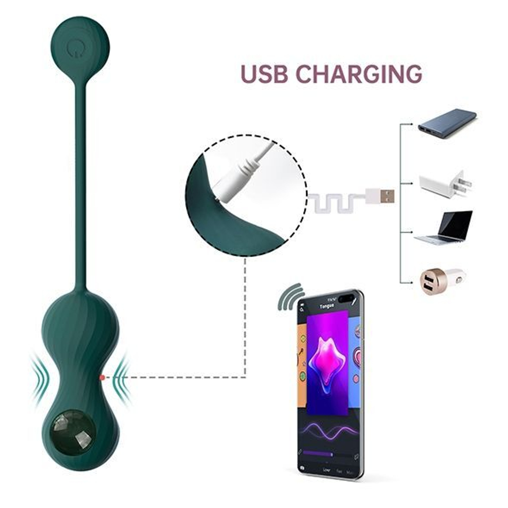 Изумрудные вагинальные шарики Magic Motion Crystal Duo Smart Kegel Vibrator with Weight Set (Цвет: изумрудный)