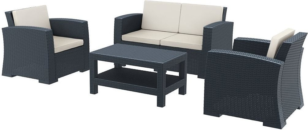 Комплект пластиковой плетеной мебели Monaco Lounge Set, антрацит