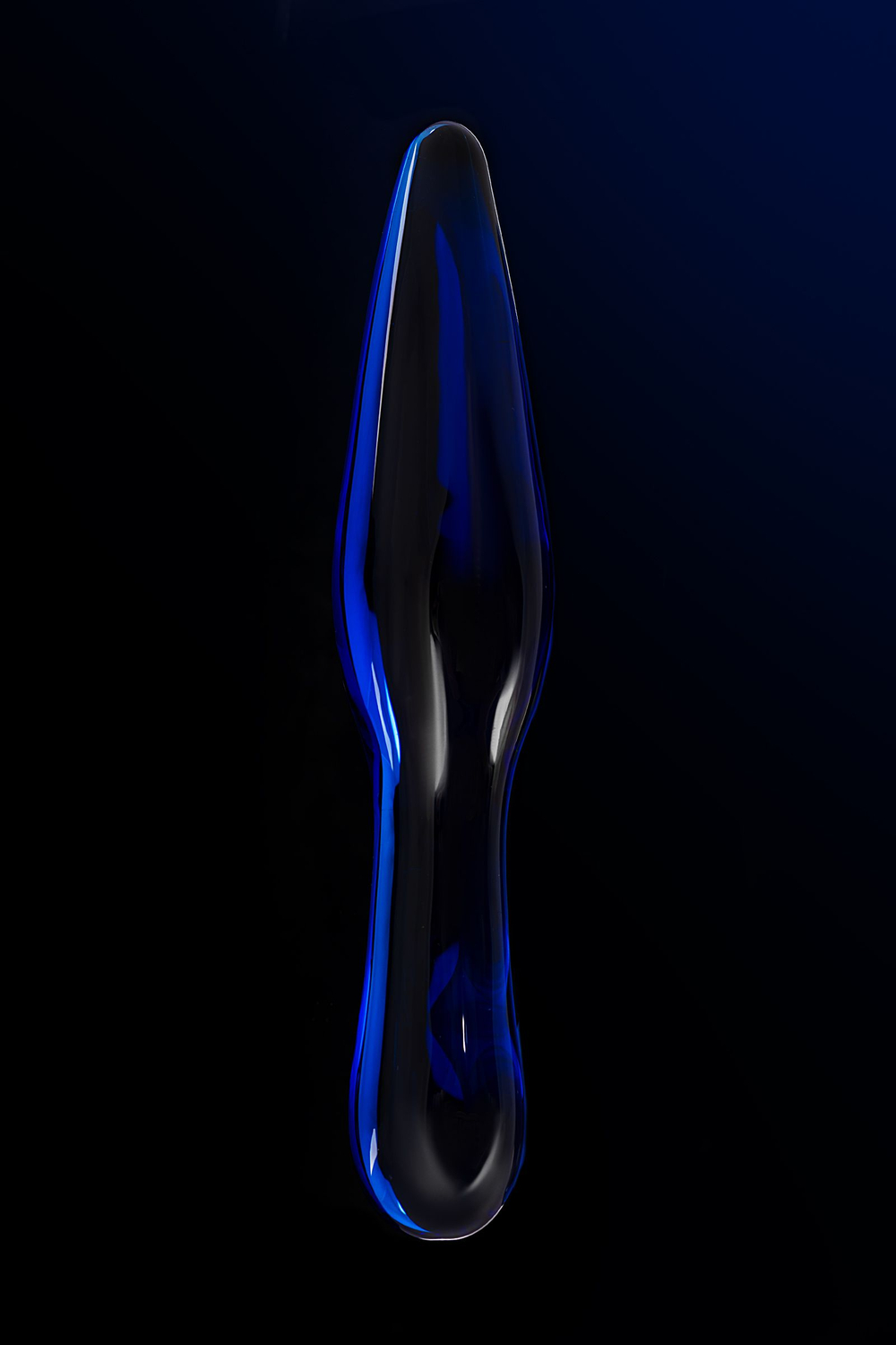 Двусторонний фаллоимитатор Sexus Glass, стекло, синий, 17,5 см