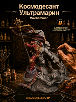 Фигурка, Космодесант Ультрамарин, Warhammer 40 000, высота композиции 21 см