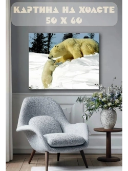 Картина на стену 40 X 50 Белые медведи