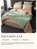 КПБ на резинке Сатин Velvet Premium с Одеялом VPR012, Евро, 4 наволочки, простынь 180*200*25