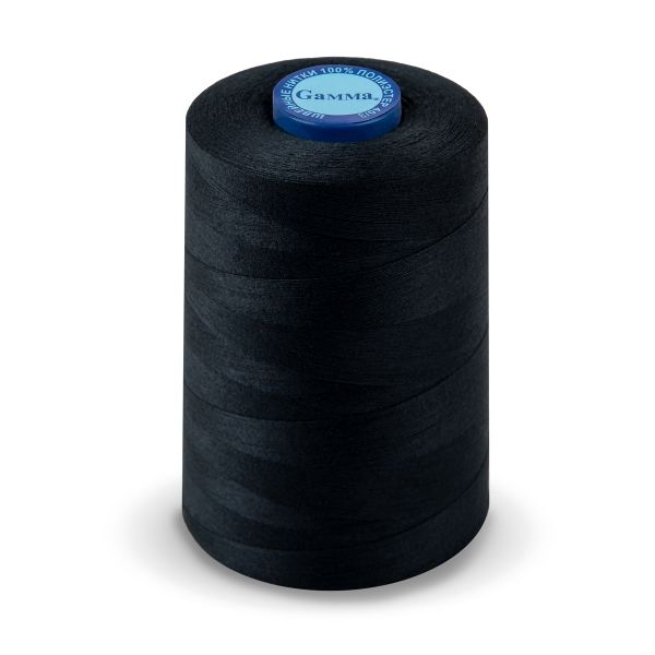 Нитки универсальные Gamma 40/3, 4570 м (5000 ярд) / 1 кат., 000 черный
