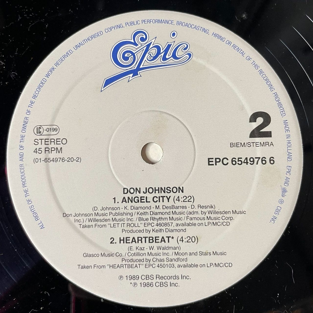 Винтажная виниловая пластинка LP Don Johnson Tell It Like It Is (Holland 1989) Maxi Single 45 RPM