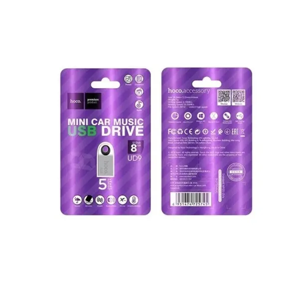Yaddaş kartı / Flash card Флеш-накопитель USB HOCO UD9 Insightful Smart mini car music USB drive 8Gb серебристый
