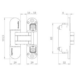 Петля скрытой установки ARMADILLO U3D6002.TG AB бронза /49669/ (1шт)