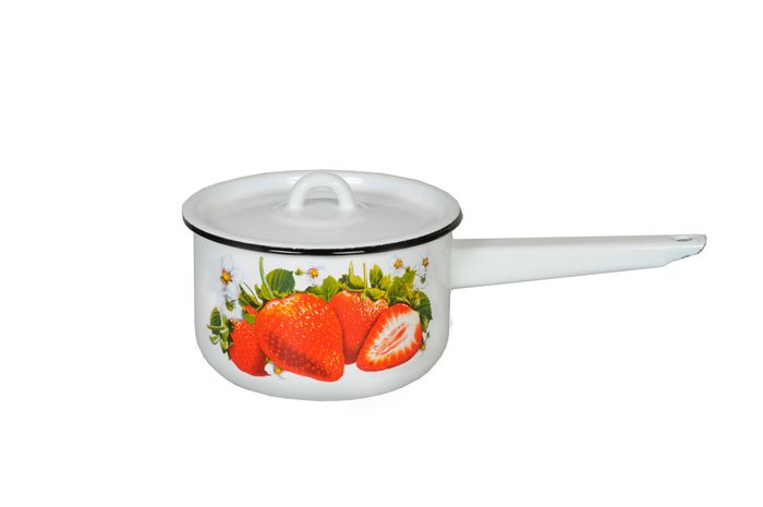 Ковш с крышкой СТАЛЬЭМАЛЬ "Клубника садовая" 1,5л