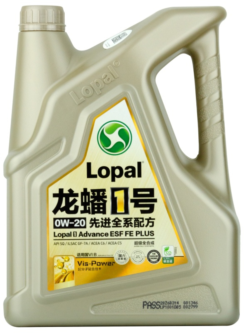 Масло LOPAL Advanced Plus 0W20 SQ С6 (4л) ПАО-синтетика