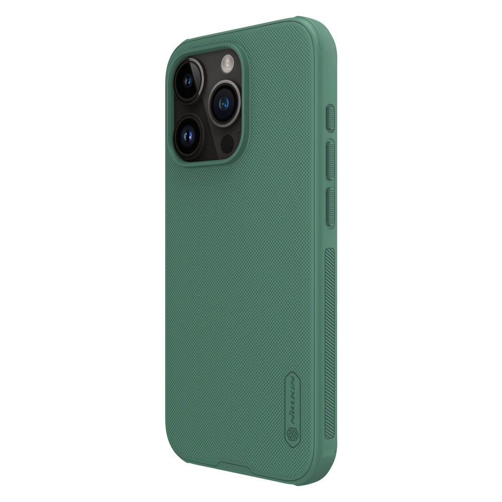 Усиленный зеленого цвета (Deep Green) от Nillkin c поддержкой зарядки MagSafe для iPhone 15 Pro, серия Super Frosted Shield Pro Magnetic Case