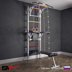 Шведская стенка Sv Sport (Турник рукоход/Брусья/Скамья/Канат/Кольца/Лестница)