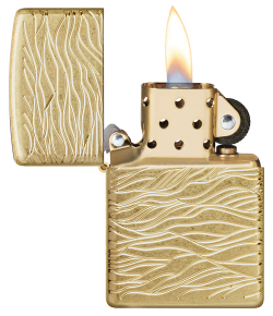 Зажигалка ZIPPO Armor Luxury Waves Design с покрытием Tumbled Brass, латунь/сталь, золотистая, матов