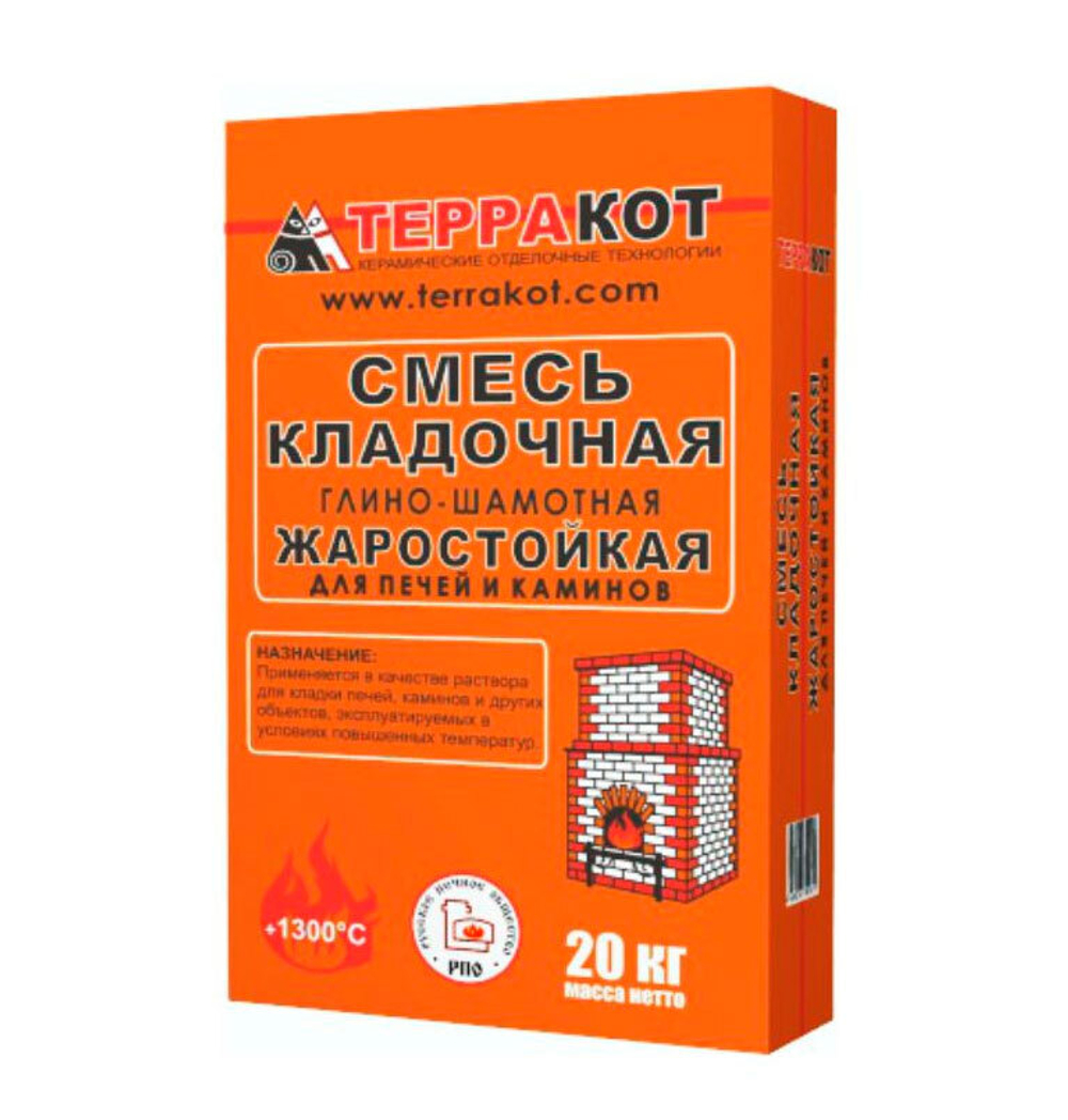СМЕСЬ кладочная глино-шамотная Терракот, 20кг