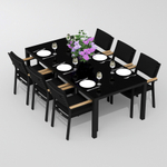Обеденная группа Ideal Patio КАНА  БОНТА  каркас карбон, стол стекло 200, ткань черная