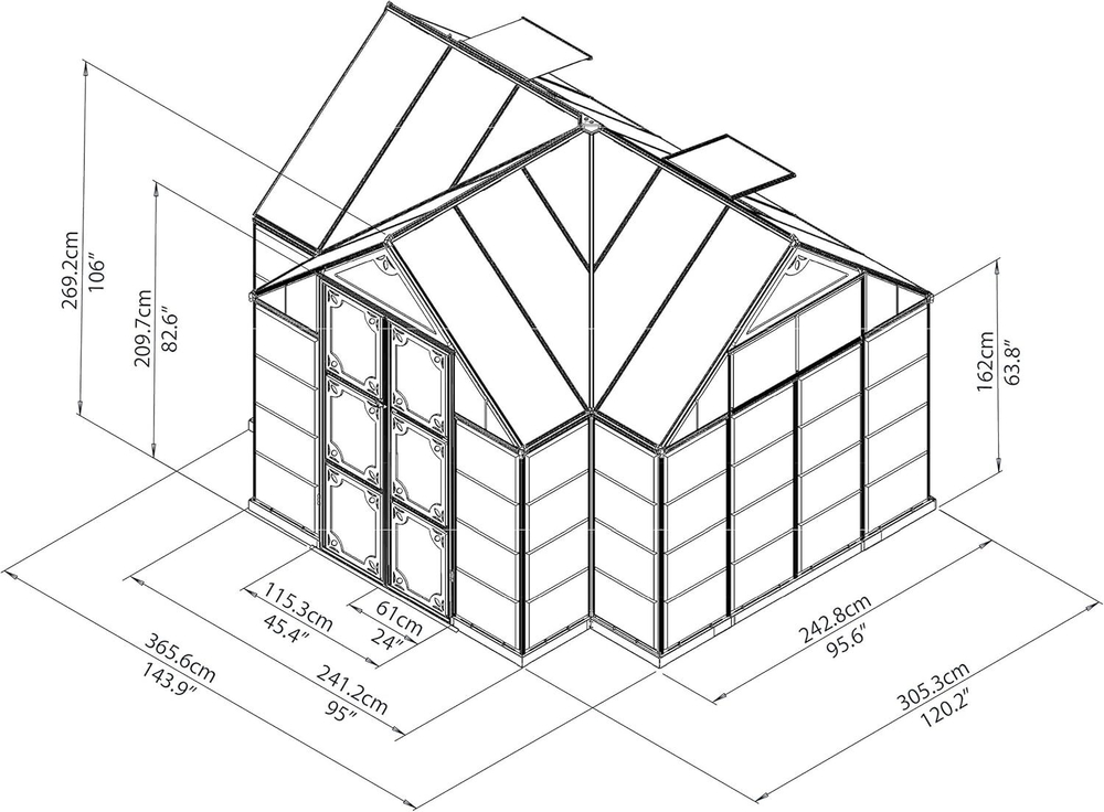 Садовый павильон - оранжерея Palram Victory Orangery 12 x 10 ft