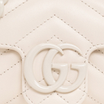 GUCCI GG Marmont V Shaped Quilted Leather Flap Bag Shoulder Bag, Fanny Pack Extra Mini Women"s White