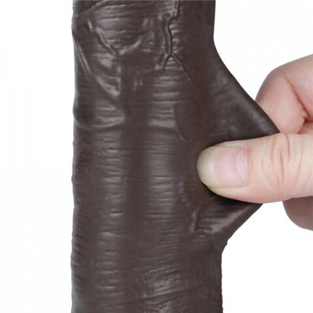 Реалистичный фаллоимитатор Lovetoy Sliding Skin (20,8×4 см) с двойной плотностью, чёрный