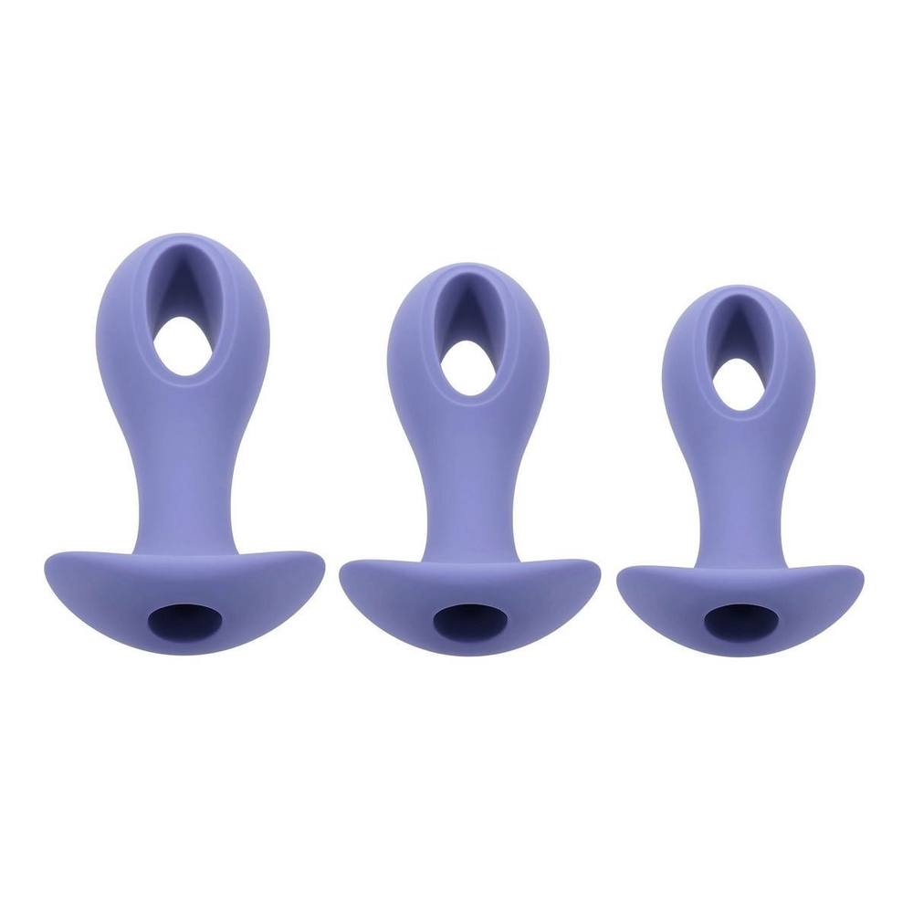 Набор из 3 анальных пробок с вибропулей Hole Punch Plug Set (Цвет: сиреневый)
